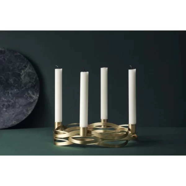 Aktion ? Stelton Tangle Adventskranz-Kerzenhalter – W 26,5 Cm – L 26,5 Cm – H 6 Cm – Messing ? 3