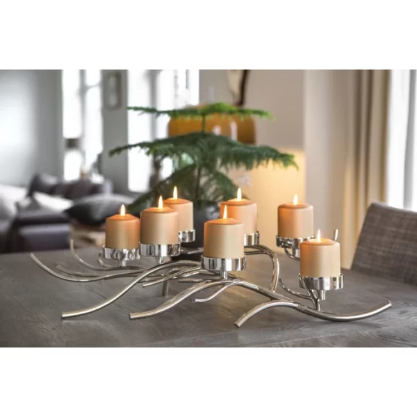 Angebote ? Fink Living Fink RAMUS Leuchter Für Teelichter 7-flammig Ohne Glasstulpen – 60x43x13,3 Cm – Silberfarben ? 5
